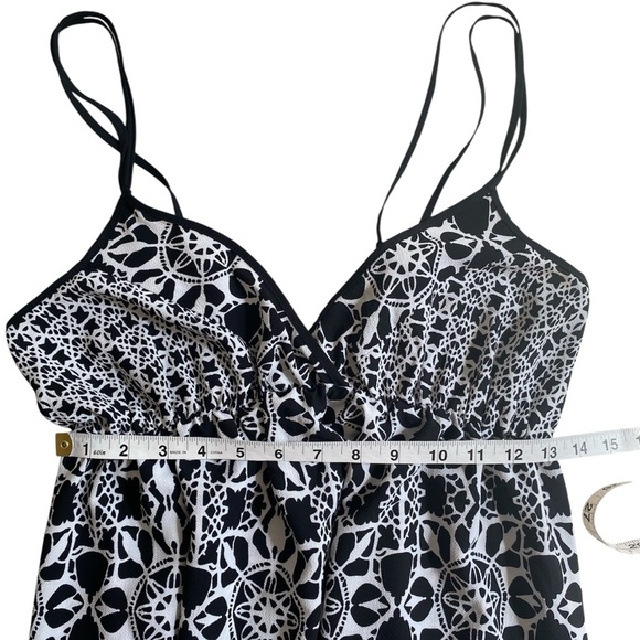 Dex Black White Graphic Print Empire Waist Sleeveless Flowy Maxi Dress Medium - Picture 13 of 14